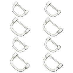 Platinum 8Pcs 2 Style Alloy D Rings, Buckle Clasps, for Webbing, Strapping Bags, Garment Accessories, Platinum, 24x37x6mm, 4pcs