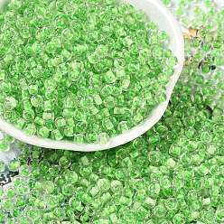 Весенне-зеленый Прозрачные внутри цветные стеклянные бусины, круглое отверстие, круглые, весенний зеленый, 4x3 мм, отверстие : 1.4 мм, Около 6428 шт / фунт