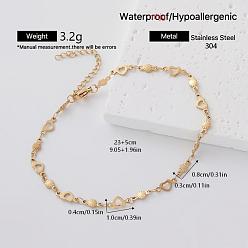 Heart Elegant 304 Stainless Steel Link Chain Bracelets for Women, Golden, Heart, 9.06 inch(23cm)