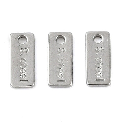 Нержавеющая Сталь Цвет 304 удлинитель цепи из нержавеющей стали, прямоугольник со словом s.steel charm, цвет нержавеющей стали, 7x3x1 мм, отверстие : 1 мм