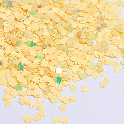 Yellow Shining Bunny Nail Art Glitter Manicure Sequins, DIY Sparkly Paillette Tips Nail, Rabbit Head, Yellow, 4x4x0.3mm, about 133000pcs/500g