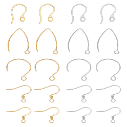 Mixed Color 20Pcs 10 Styles 304 Stainless Steel Earring Hooks, Ear Wire, Mixed Color, 14~26x11.5~18x0.8~2mm, 2pcs/style