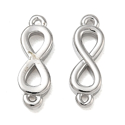 Platino Encantos de conector de latón, Enlaces infinito, sin plomo y cadmio, chapado en rack, larga duración plateado, Platino, 16x5x2 mm, agujero: 1 mm