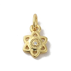 Прозрачный Подвески из настоящей 18k-позолоченной латуни с фианитами, без кадмия, без никеля и без свинца, с прыжковых колец, цветок, прозрачные, 10.5x7x1.8 мм, отверстие : 3 мм