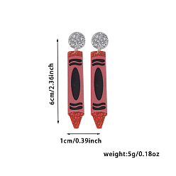 Pen Акриловые серьги-гвоздики «обратно в школу», платина, ручка, 60x10 мм