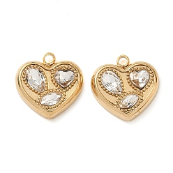 Кристалл 304 из нержавеющей стали сердце кулоны, со стразами, ионное покрытие (ip), кристалл, 12.5x12.5x3 мм, отверстие : 1.2 мм