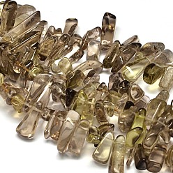 Smoky Quartz Nuggets Natural Smoky Quartz Bead Strands, 10~26x3~10mm, Hole: 1mm, about 16.1 inch