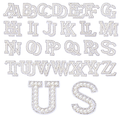 (52) Непрозрачная лаванда 2 сумки 2 цвета полиэстер швейные украшения аксессуары, С горный хрусталь и имитационные жемчужные бусины, буквы, разноцветные, 45~49x21~52x5.5 мм, 26 шт / пакет, 1 сумка / цвет, 26 шт / пакет