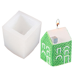 Белый Рождественская тема diy дом свечи силиконовые формы, для изготовления ароматических свечей, белые, 71x62x62 мм, внутренний диаметр: 45x45 мм