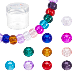 Mixed Color 100Pcs 10 Colors Glass European Beads, Large Hole Beads, Rondelle, Mixed Color, 15x10mm, Hole: 5mm, 10pcs/Color