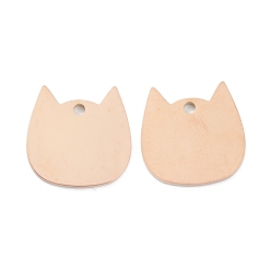 Розовое Золото 304 подвески из нержавеющей стали для лазерной резки, штамповка пустой метки, голова кошки , розовое золото , 19x19x1.5 мм, отверстие : 2 мм