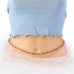 Colorful Jewelry Waist Beads, Body Chain, Glass Seed Beaded Belly Chain, Bikini Jewelry for Woman Girl, Colorful, 31-3/8 inch(79.6cm)