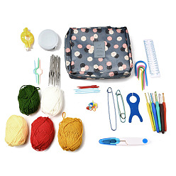 (52) Непрозрачная лаванда Набор инструментов для ручного вязания своими руками для начинающих, с пряжей разных цветов, набор алюминиевых крючков для вязания, вязальные спицы, иголки, маркер для петель, резать ножницами, кейс для хранения, разноцветные, 9x0.9x0.3 см