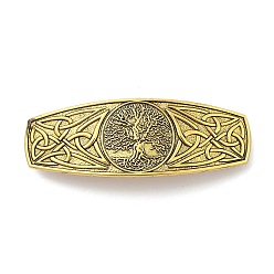 Античное Золото Заколки для волос в стиле ретро из сплава викингов, аксессуары для волос для женщин и девочек, прямоугольник с деревом, античное золото , 83.5x29x11 мм