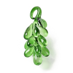 Зеленый Большие подвески, окрашенные натуральным кристаллом кварца, винограда прелести, зелёные, 80~86x35~40x37 мм, отверстие : 10x12 мм