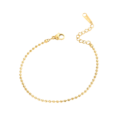 Настоящее золото 14K 304 цепи браслеты из нержавеющей стальной шарик, ионное покрытие (ip), реальный 14 k позолоченный, 7.09 дюйм (18 см)