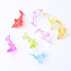 Mixed Color Transparent Acrylic Pendants, Dolphin, Mixed Color, 24x44.5x24.5mm, Hole: 2mm, about 149pcs/500g