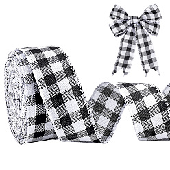 Черный 1 рулонная полиэфирная лента, шотландка шаблон, для рождественской подарочной упаковки, чёрные, 1-1/2 дюйм (38 мм), около 19.69 ярдов (18 м) / комплект