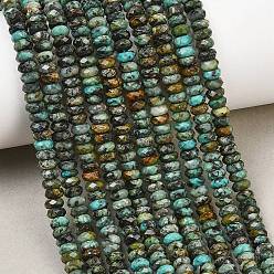 African Turquoise(Jasper) Natural African Turquoise(Jasper) Beads Strands, Faceted Rondelle, 5x2.5mm, Hole: 0.8~0.9mm, about 145~146pcs/strand, 14.96''(38cm)