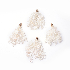 Alte Spitze Messing große Anhänger, mit Spitze, Blume, golden, alte Spitze, 73~90x7 mm, Bohrung: 1.6 mm