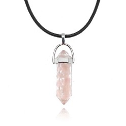 Розовый Кварц Естественно розового кварца кулон ожерелье, пули, 19.69 дюйм (50 см)