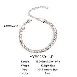 Нержавеющая Сталь Цвет Браслеты из нержавеющей стали в виде змеиной цепи для унисекс, цвет нержавеющей стали, 7-1/8 дюйм (18 см)