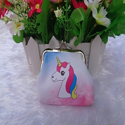 Разноцветный Трапециевидная сумка для куклы из искусственной кожи, с железным каркасом кошелька, принадлежности для американских кукол, рисунок единорога, красочный, 70x90 мм