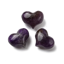 Аметист Природный аметист бисера, толстое сердце, 14~14.5x17~17.5x10.5~11 мм, отверстие : 1~1.4 мм