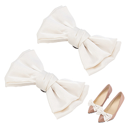 Белый 2 шт. атласная лицевая сторона с бантом и железными пряжками для обуви, украшения для обуви, белые, 67x99x23 мм