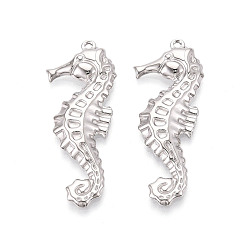 Нержавеющая Сталь Цвет 304 подвески из нержавеющей стали в виде морских коньков, цвет нержавеющей стали, 46x18x3.5 мм, отверстие : 1.6 мм