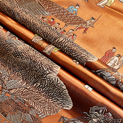 Chameau Tissu brocart en polyester à motif de maisons chinoises pour vêtements et décoration intérieure, chameau, 1510x0.8mm