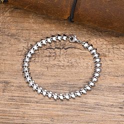 Лист Браслеты из нержавеющей стали с не тускнеющими звеньями для мужчин, лист, 7-1/2 дюйм (19 см)