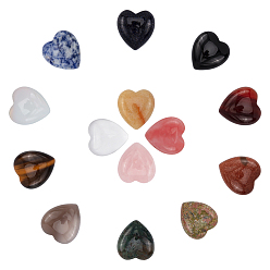 Mixed Stone Natural/Synthetic Gemstone Cabochons, Heart, 25x23x7.5mm, 14pcs/box