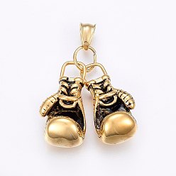 Античное Золото 304 подвески из нержавеющей стали, боксерские перчатки, античное золото , 40x17~35x15 мм, отверстие : 9x5 мм