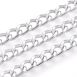 Платина Алюминий обуздать цепи, несварные, с катушкой, платина, 5x3.5x1 мм, около 328.08 футов (100 м) / рулон