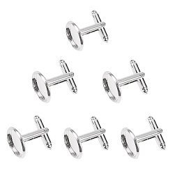 Серебро Плоские круглые латунные манжеты, пустой лоток для запонок для аксессуаров одежды, серебряные, 7.4x7.3x2.5 см