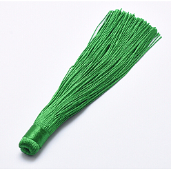 Dark Sea Green Nylon Tassels Big Pendant Decorations, Dark Sea Green, 120x10mm, Hole: 5mm