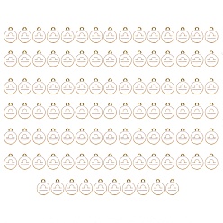 Libra Alloy Enamel Pendants, Flat Round with Constellation, Light Gold, White, Libra, 15x12x2mm, Hole: 1.5mm, 100pcs/Box