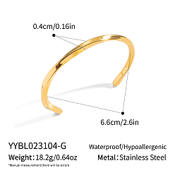 Настоящее золото 18K Винтажные европейские и американские 304 витые браслеты-манжеты из нержавеющей стали для женщин, реальный 18 k позолоченный, внутренний диаметр: 2-1/2 дюйм (6.37 см)