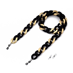 Gold Eyeglasses Chains, Neck Strap for Eyeglasses, with Acrylic Curb Chains, 304 Stainless Steel Lobster Claw Clasps and Rubber Loop Ends, Gold, 31.89 inch(81cm)