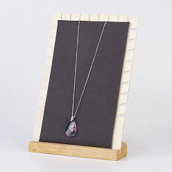 Gray Wood Necklace Displays, Long Chain Display Stand, with Faux Suede, Rectangle, Gray, 18x10x26cm