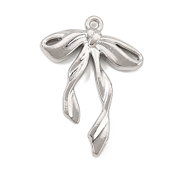Platinum Alloy Pendants, Bowknot Charms, Rack Plating, Cadmium Free & Nickel Free & Lead Free, Platinum, 29.5x21x3mm, Hole: 1.6mm