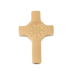 Настоящее золото 18K 304 из нержавеющей стали бусы, крест с cssml ndsmd крест крестный отец, вакуумное покрытие pvd, реальный 18 k позолоченный, 20x13x3.3 мм, отверстие : 2 мм