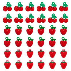 Красный 36 шт. 3 стили акриловые имитации фруктовых подвесок, подвески в форме фруктов, красные, 18~20x13.5~19 мм, 12 шт / стиль