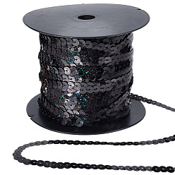 Черный Блестящая лента из ПВХ с пайетками, отделка блестками, аксессуар для одежды, чёрные, 90x6 мм