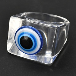 Transparent Transparente Acryl-Fingerringe, Quadrat mit Harz bösen Blick, Transparent, us Größe 7 3/4 (17.9 mm), 5~20 mm, Innendurchmesser: 17 mm