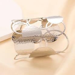 Нержавеющая Сталь Цвет 304 женские браслеты-манжеты из нержавеющей стали, плоско-круглые, выдолбить, цвет нержавеющей стали, 3-1/4 дюйм (8.1 см), внутренний диаметр: 2-1/8 дюйм (5.4 см)