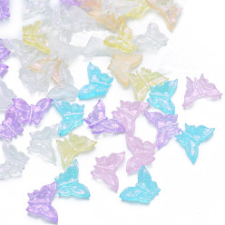 (52) Непрозрачная лаванда Кабошоны из смолы, с блеском порошок, бабочка, разноцветные, 7x10x2~2.5 мм