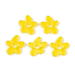 Желтый Бусины лэмпворк , цветок, желтые, 18.1x17~17.5x3~4 мм, отверстие : 3.8 мм
