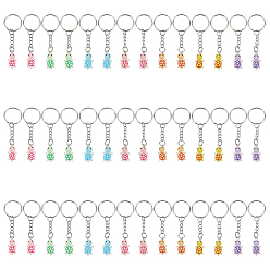 Mixed Color 42Pcs 7 Colors Resin Tortoise Keychains, with Iron Split Key Rings, Platinum, Glow in the Dark, Mixed Color, 76mm, 6pcs/color